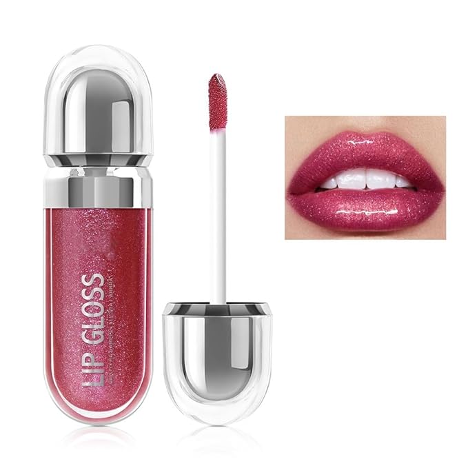 Pearlescent Long-Lasting Waterproof Liquid Lipstick, Mirror-Finish Shimmer Lip Gloss, Non-Sticky Formula (#08)