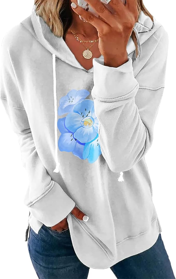 Women's Brown Mandala Print Hoodie Long Sleeve Loose Fit Pullover Sweatshirt With Drawstring For Fall Winter