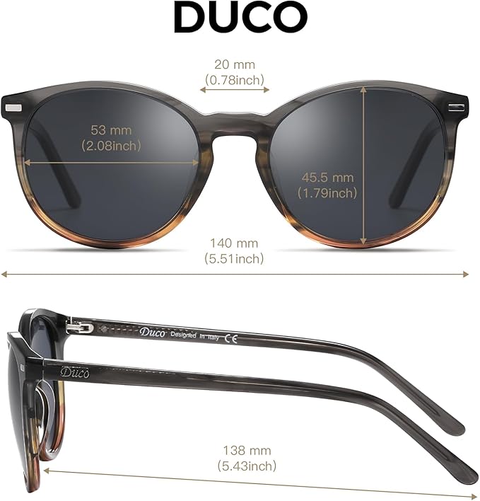 DUCO Polarized Sunglasses for Women Retro Round Women's Sunglasses Classic Vintage UV400 Shades DC1230
