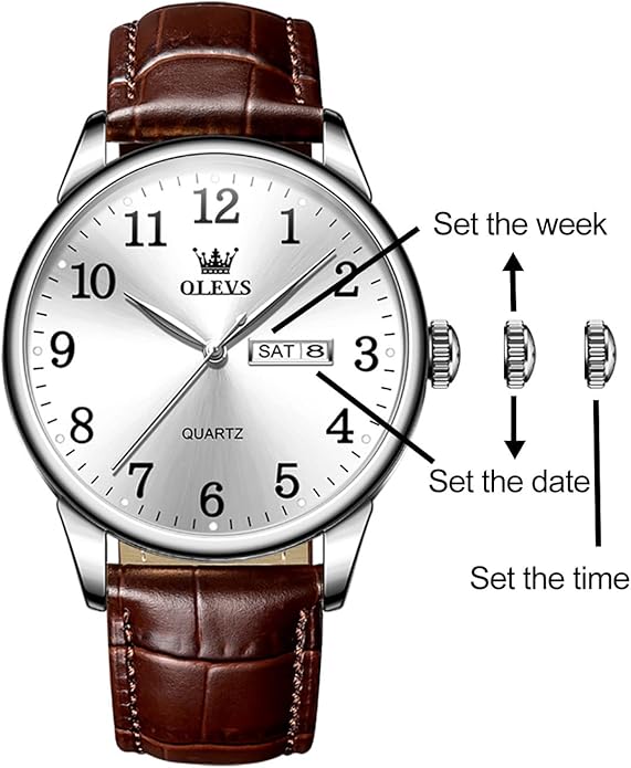 OLEVS Mens Watches, Casual Leather Watches for Men Easy to Read Quartz Number Watch with Date Waterproof Blue/Black/Silver Face Men's Wrist Watches…