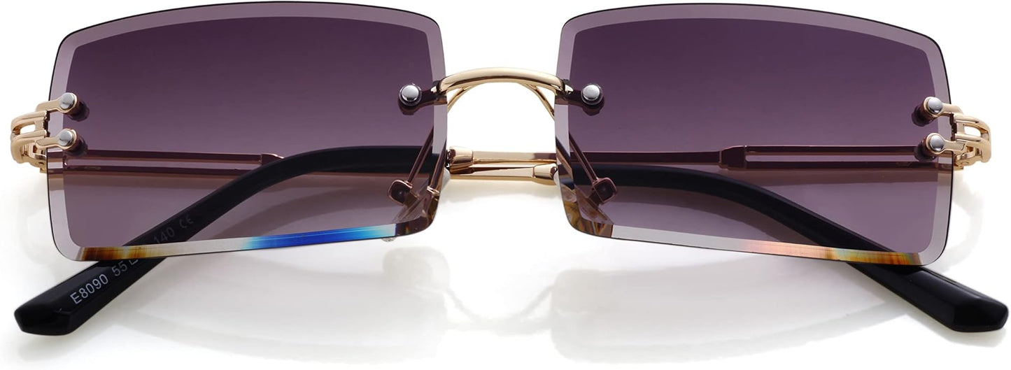 Kursan Frameless Rectangle Sunglasses for Men Women Small Rimless Sun Glasses Shades UV400 Protection