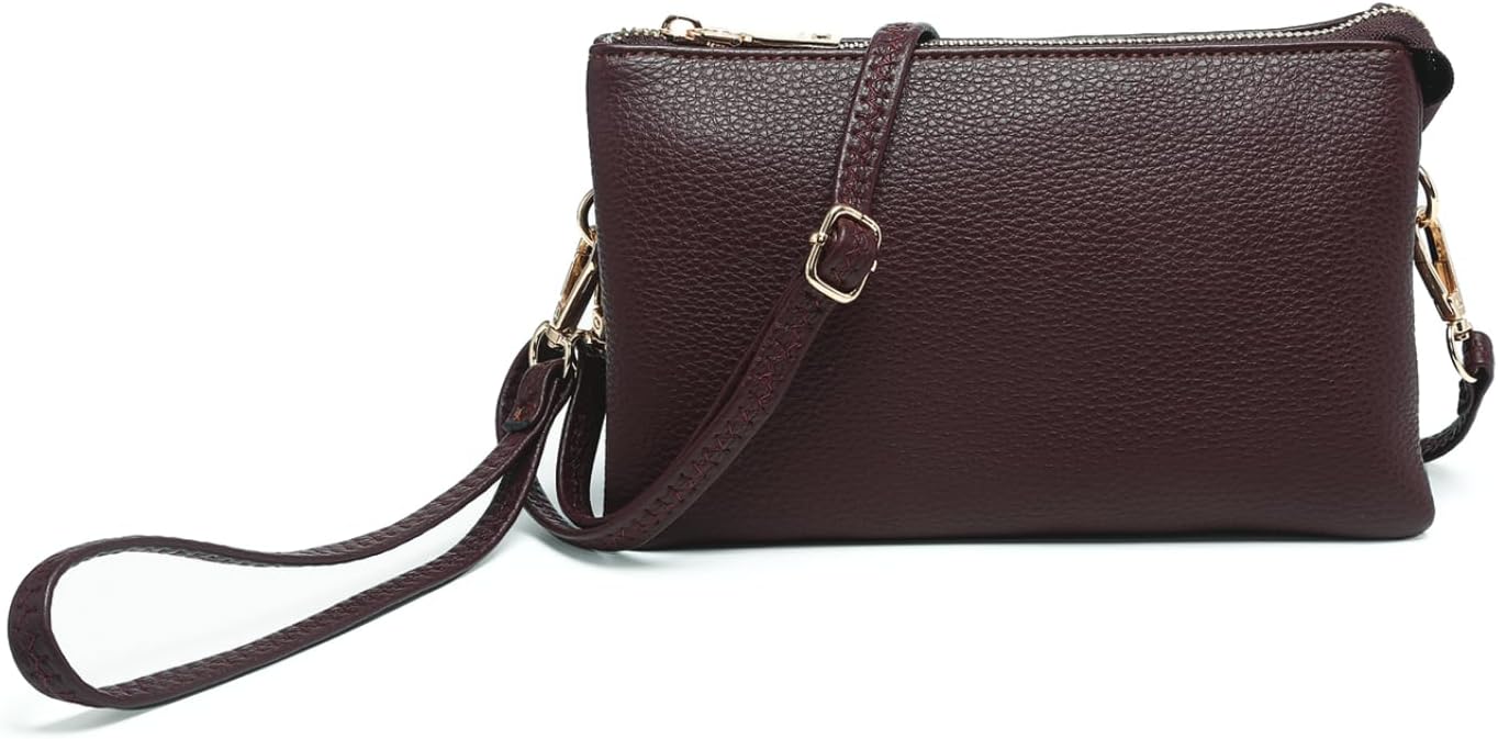 JEN & CO. Riley Small Crossbody Bags for Women Vegan Leather Wristlet Clutch Wallet Purses Handbags with 2 Straps