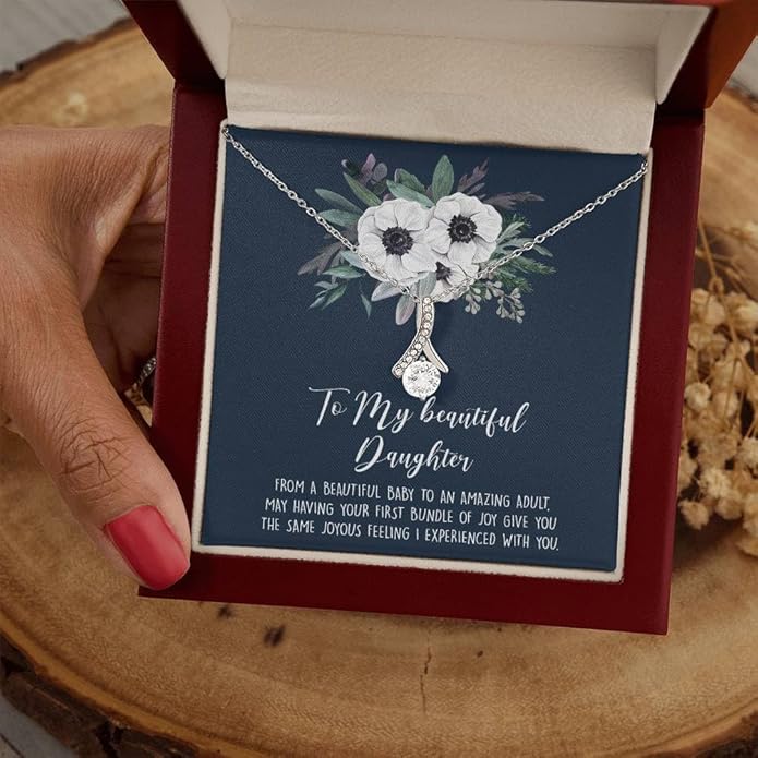 VIRAGIL To My Daughter Gift Necklace From Dad or Mom - Badass Daughter Jewelry With Heartfelt Message & Elegant Box