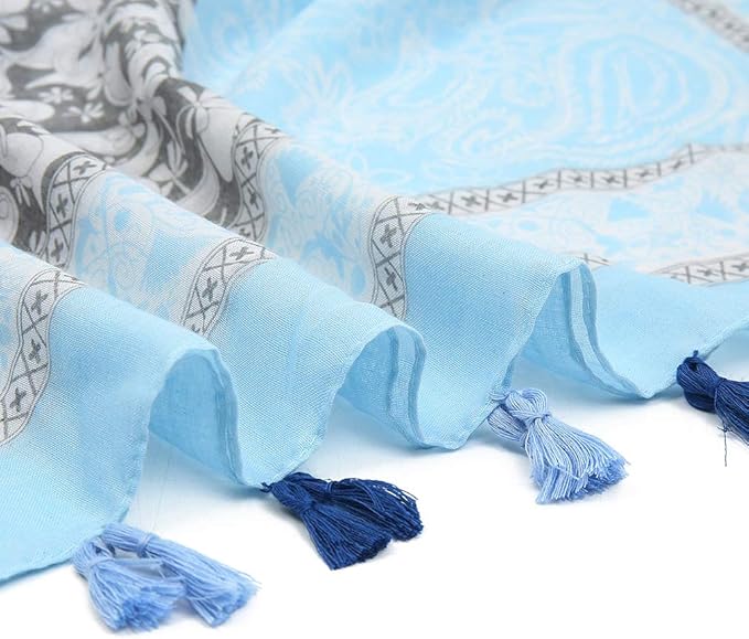 Yeieeo Boho Scarf for Women Lightweight Floral Printed Scarf Fall Winter Fashion Fringed Shawl