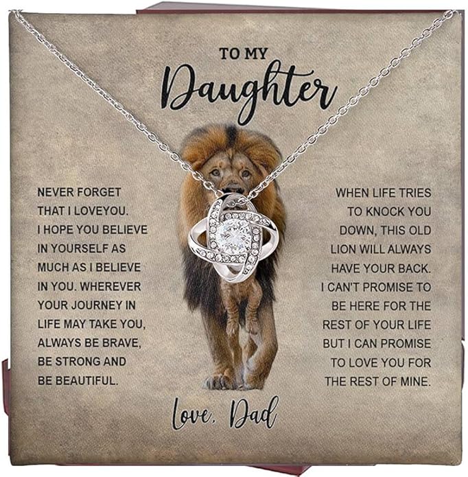 VIRAGIL To My Daughter Gift Necklace From Dad or Mom - Badass Daughter Jewelry With Heartfelt Message & Elegant Box