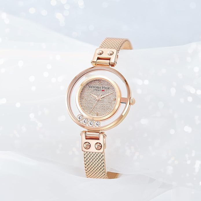 VICTORIA HYDE Small Dial Women Watches,Mesh Band Dainty Gold Watches for Women