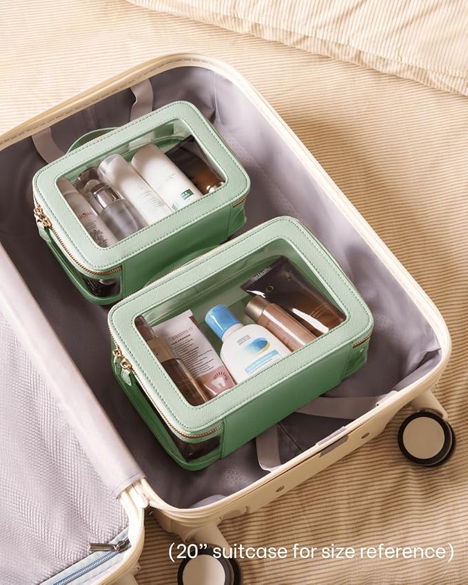 Clear Cosmetic Bag Set for Women Makeup Bag with Handle, 3 Pcs Travel Toiletry Bag Transparent Cosmetic Case Portable Make Up Organizer Bag for Essentials