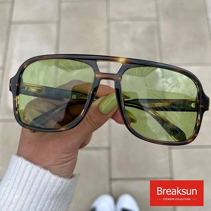 Retro Aviator Sunglasses for Women Men Trendy Classic 70s Square Aviator Sun Glasses Vintage Shades