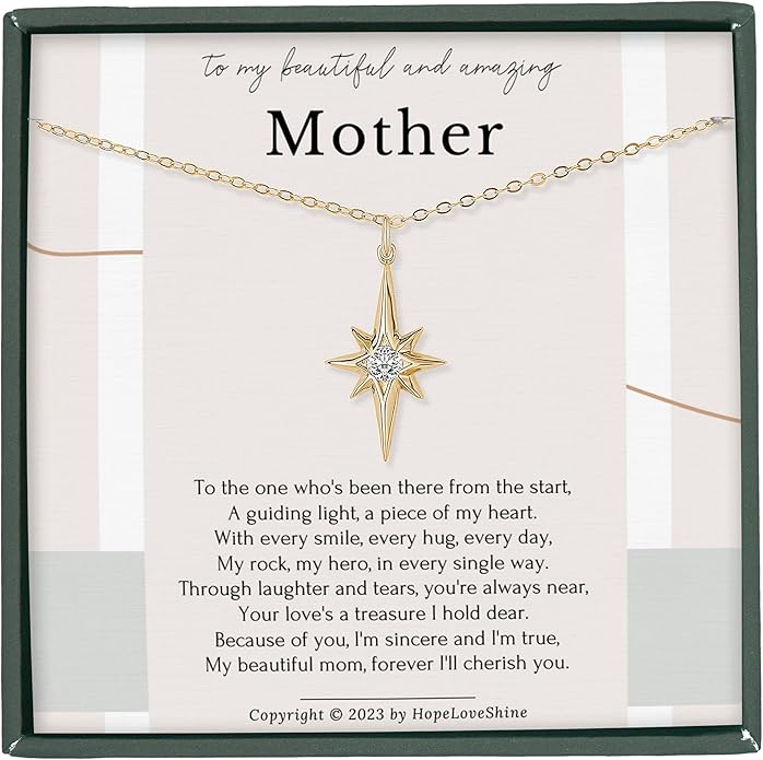 HOPE LOVE SHINE Mom Gift from Daughter - Sentimental, Meaningful Mother and Daughter Necklace, Jewelry, 14k Gold Plated Sterling Silver