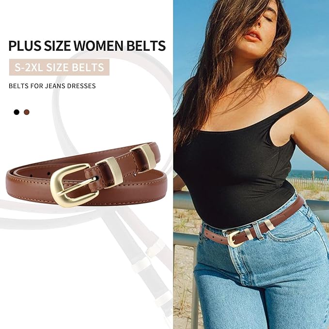 TINIDI Women Genuine Leather Belt for Jeans Pants Dress Fashion Ladies Waist Belt with Gold Buckle