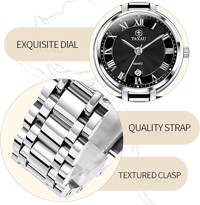 Gold Silver Two Tone Women Stainless Steel Watch Small Wrist ElegantDress Watch for Women Fashion Luxury Waterproof Day Date Analog Quartz Ladies Watches