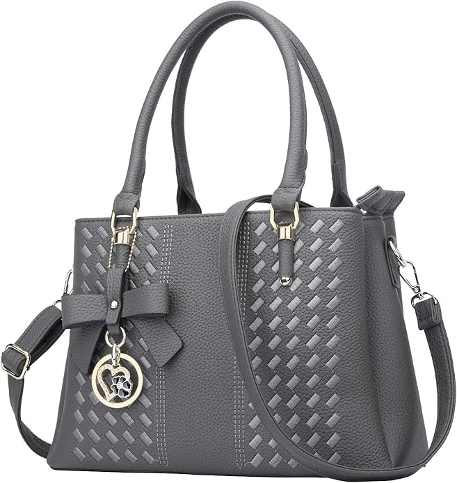 KKXIU Women Satchel Bags Handle Shoulder Handbags and Purses Pockets Zipper Leather Crossbody Bags