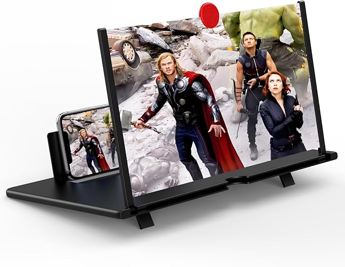 16" Screen Magnifier for Cell Phone, Mobile Phone 3D HD Magnifying Projector Screen Enlarger for Movies, Videos and Gaming, Foldable Phone Stand with Screen Amplifier,Compatible with All Phones