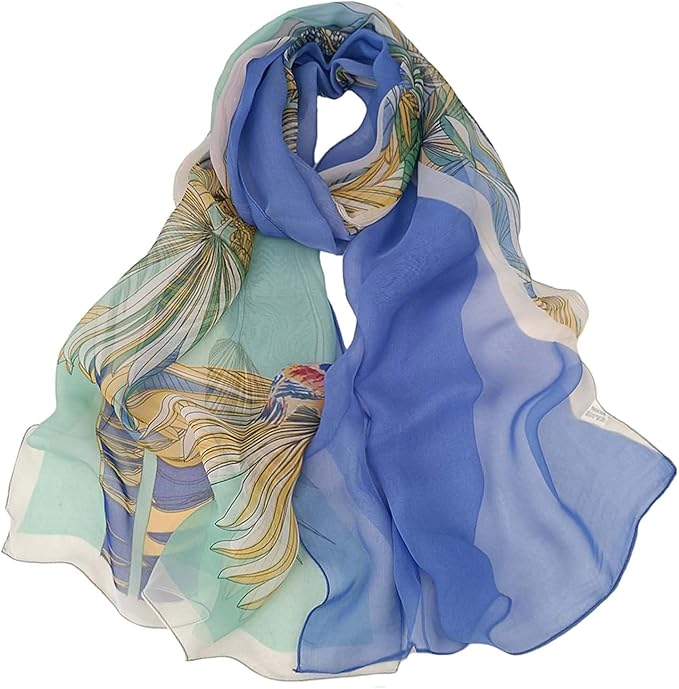 Pokeedioty Scarfs for Women Lightweight Scarves Elegant Floral Pattern Sheer Scarfs Shawls Wraps