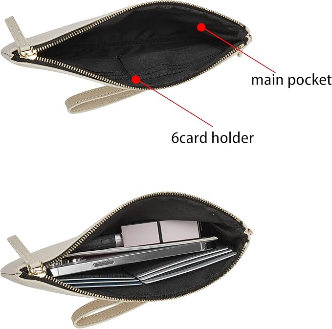 DORIS&JACKY Small Leather Wristlet Clutch Purse for Women Slim Designer Wallet and Cellphone Pouch Bag With Detachable Strap