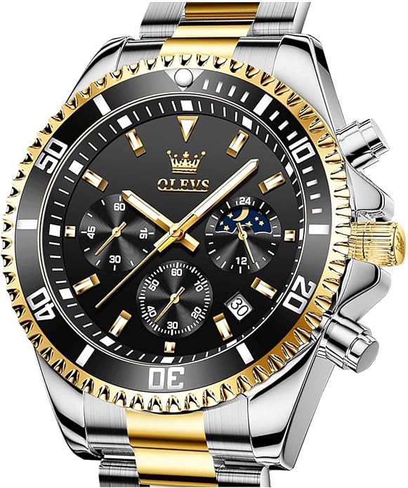 OLEVS Mens Watches Big Face Stainless Steel Waterproof Date Analog Quartz Watches Fashion BusinessWrist Watches for Men…