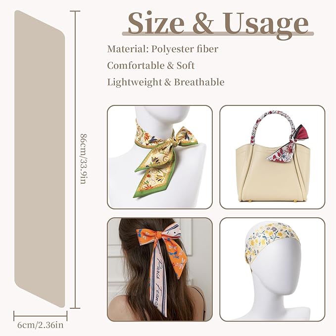 4 Pack Purse Scarf Handbags Skinny Twill Hair Scarves Narrow Neck Scarf Band Women Fashion Accessories Bag Charms
