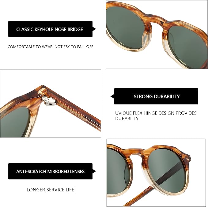 ZENOTTIC Vintage Round Polarized Sunglasses for Men Women UV400 Protection