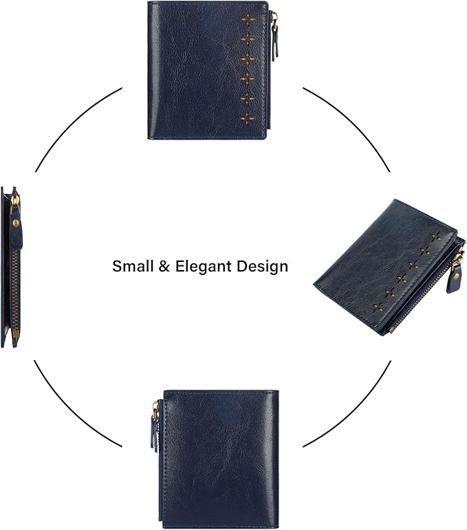 Lavemi Ultra Thin Small Compact Leather Womens Girls Wallets RFID Blocking Credit Card Holder for Women