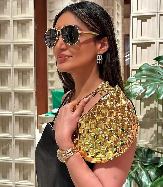 AIEYEZO Gold Aviator Sunglasses for Women Men Oversized Thick Frame Sun Glasses Fashion Retro Sardine Pilot Shades