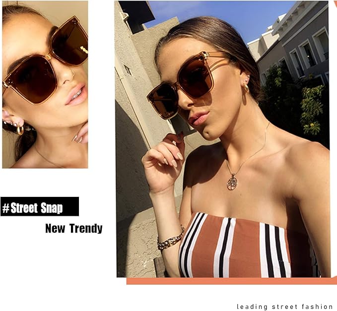 FEISEDY Oversized Polarized Sunglasses - UV400 Protection, Square Fashion Sun Glasses for Outdoor & Daily B2600
