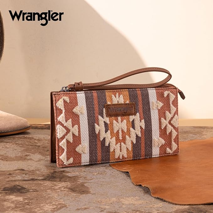 Montana West Wrangler Clutch Purses for Women Western Wristlet Wallet Boho Aztec Card Holder Zipper Handbags for Ladies AR-WG313-181BR