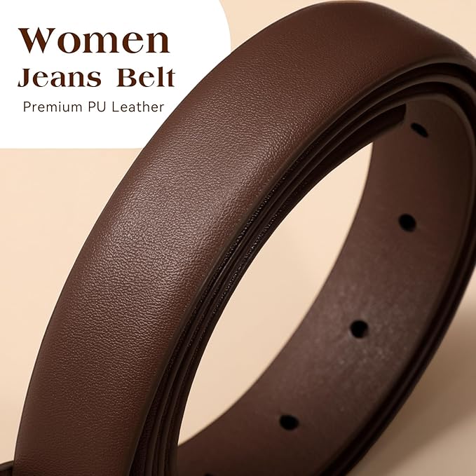 SANSTHS Women Belt for Jeans with Gold Oval Buckle, Thin Belt for Dresses Pants, Adjustable Waist Belt for Daily Fashion