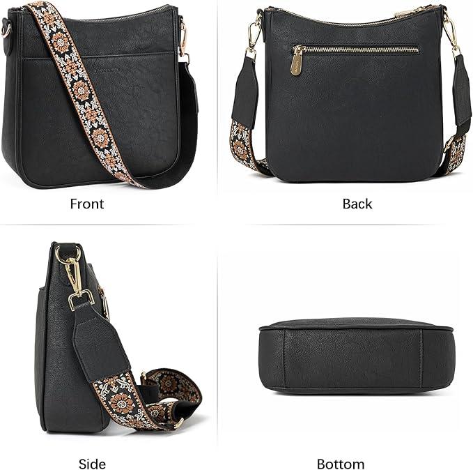 BOSTANTEN Crossbody Bags for Women Trendy Vegan Leather Hobo Purses Shoulder Handbags With Wide Shoulder Strap