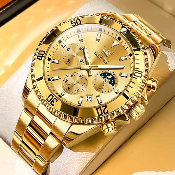 OLEVS Mens Watches Big Face Stainless Steel Waterproof Date Analog Quartz Watches Fashion BusinessWrist Watches for Men…