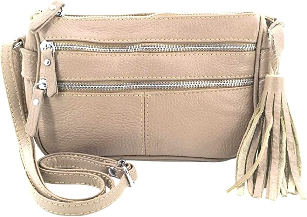 Cowhide Leather Women's Shoulder Purse Small Cross Body Organizer Bag with Many Pockets