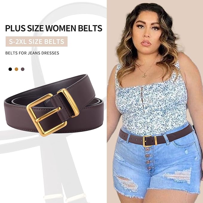 TINIDI Women Genuine Leather Belt for Jeans Pants Dress Fashion Ladies Waist Belt with Gold Buckle