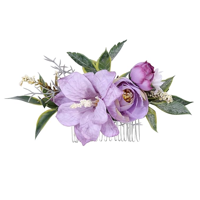 Flower Hair Clip for Women - Elegant Hair Accessory for Wedding, Party & Daily Wear (Purple)