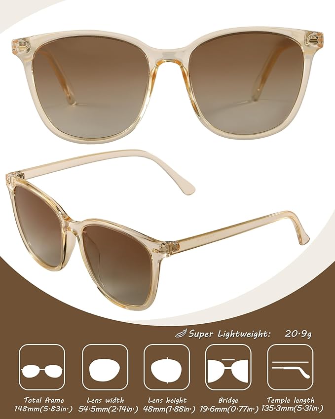Myiaur Polarized Sunglasses for Women, Square Mirrored Trendy Shades with UV Protection Reduce Glare Sun Glasses