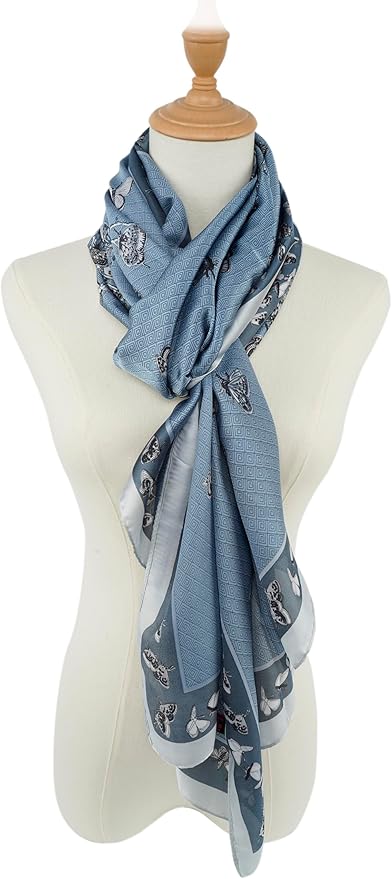 YOUR SMILE Large Mulberry Silk Feeling Long Stain Scarf Lightweight Sunscreen Shawls Wraps for Women