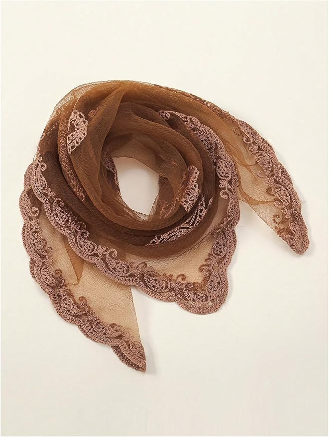 Floerns Women's Flower Embroidery Hair Scarf Headband Sheer Lace Hair Bandana