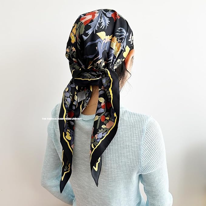 Livrerpi Silk Feeling Head Scarf Fashion Satin Hair Scarf Square Long Scarves for Women Gifts