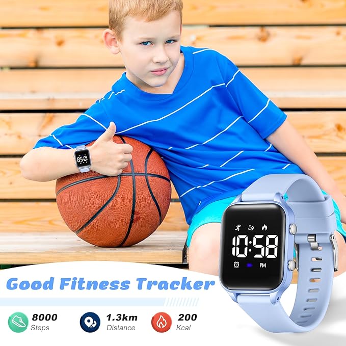 L LAVAREDO Kids Digital Watches for Boys Girls,Waterproof Sport Watch with Pedometer Stopwatch Vibration Alarm for Ages 5-13,No App Fitness Tracker Watch for Kids Teens Birthday Christmas Gifts