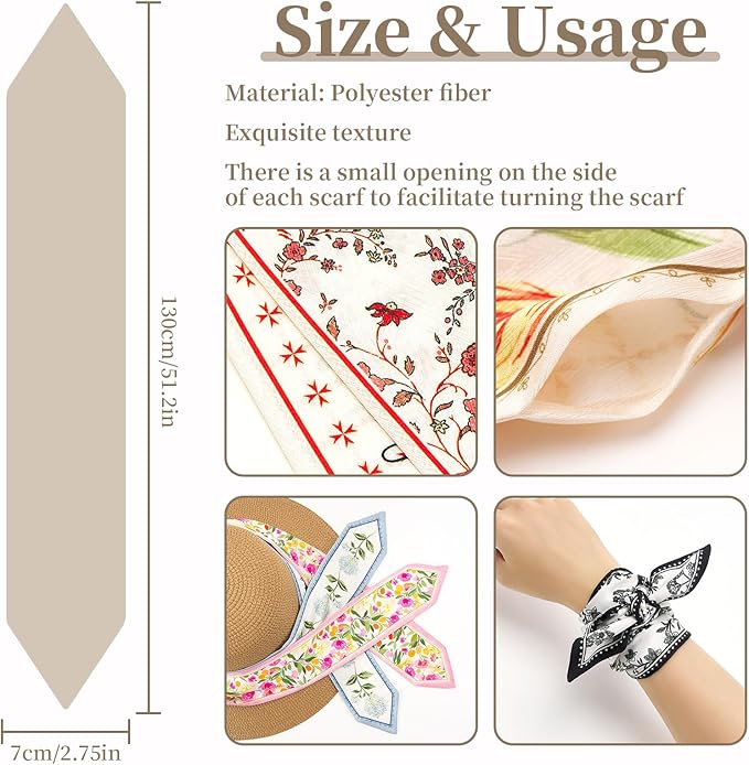 1 Pack Purse Scarf Handbags Skinny Twill Hair Scarves Narrow Neck Scarf Band Women Fashion Accessories Bag Charms