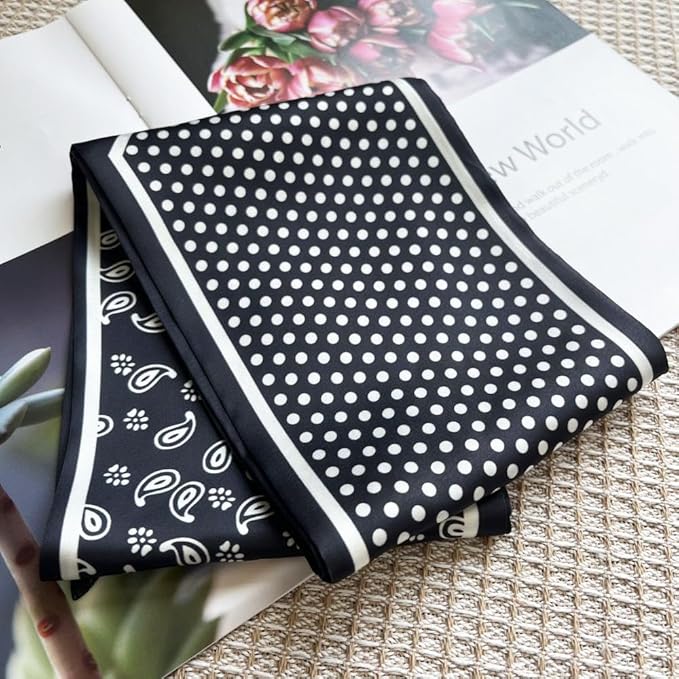 Silk Head Scarf for Hair Fashion Headwrap for Women Lightweight Neck Tie