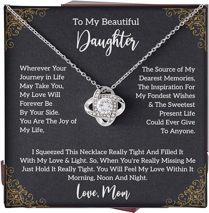 VIRAGIL To My Daughter Gift Necklace From Dad or Mom - Badass Daughter Jewelry With Heartfelt Message & Elegant Box
