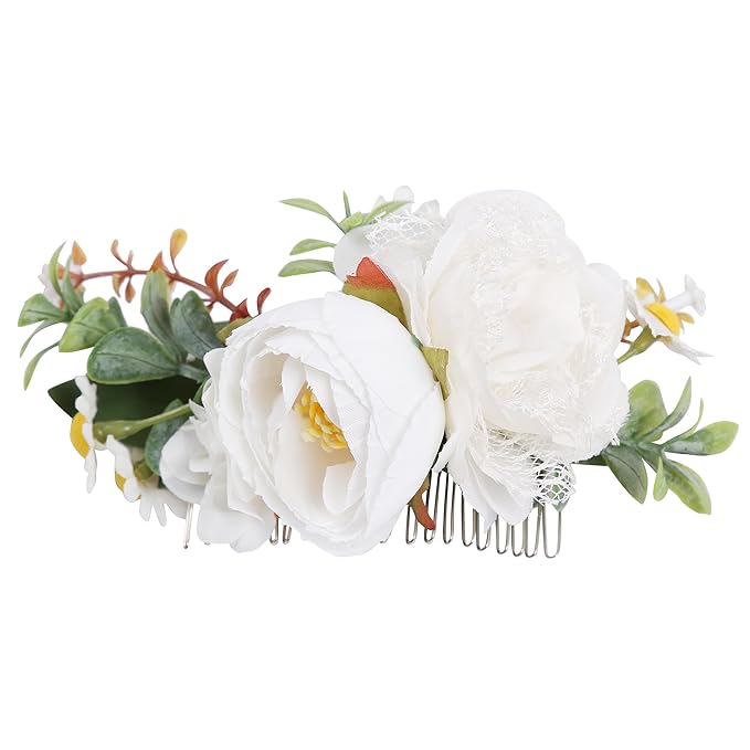 Flower Hair Clip for Women - Elegant Hair Accessory for Wedding, Party & Daily Wear (Ivory White)