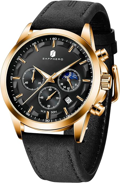 BY BENYAR Mens Watches Analog Quartz Chronograph Waterproof Wrist Watches for Men Fashion Business Work Casual Sport Designer Dress Watch with Calendar Elegant Gifts for Men