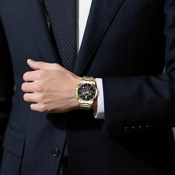 BY BENYAR Mens Watches Analog Quartz Chronograph Waterproof Wrist Watches for Men Fashion Business Work Casual Sport Designer Dress Watch with Calendar Elegant Gifts for Men