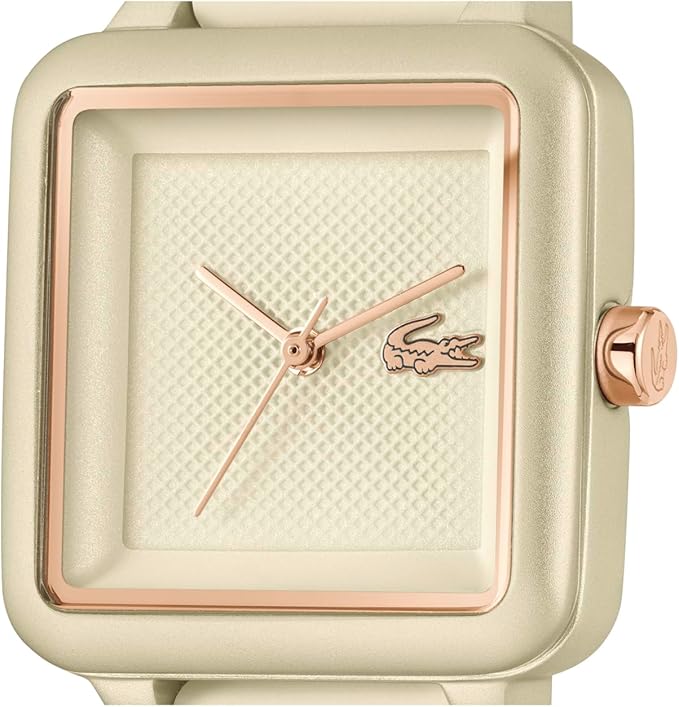Lacoste.12.12 Flow Women's 3H Quartz Watch - Slim Silicone Strap - Square Case - Water Resistant up to 3ATM/30 Meters - Minimalist Elegance for Her - 26mm