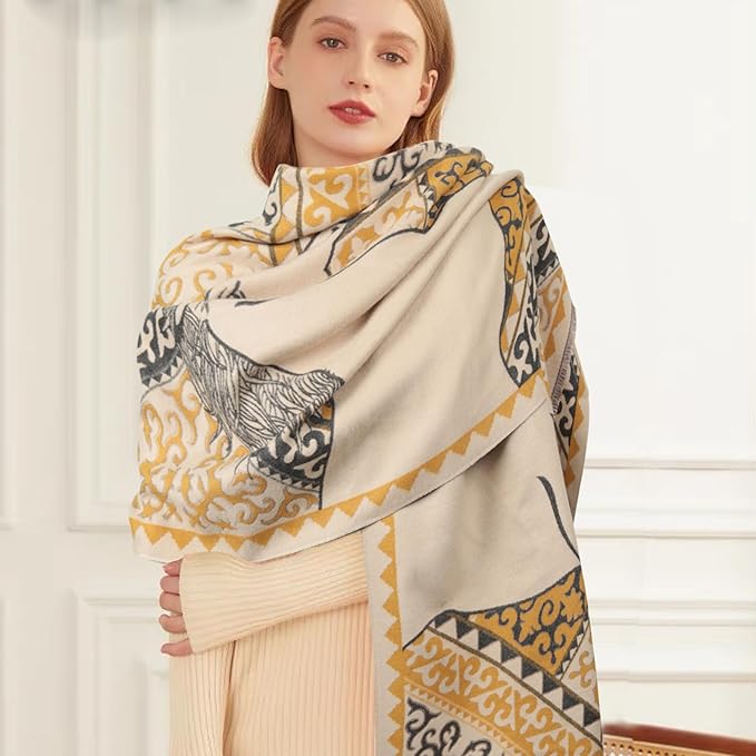EXTREE Scarfs for Women Pashmina Silky Shawl Wrap for Evening Dressing Blanket Open Front Poncho Cape