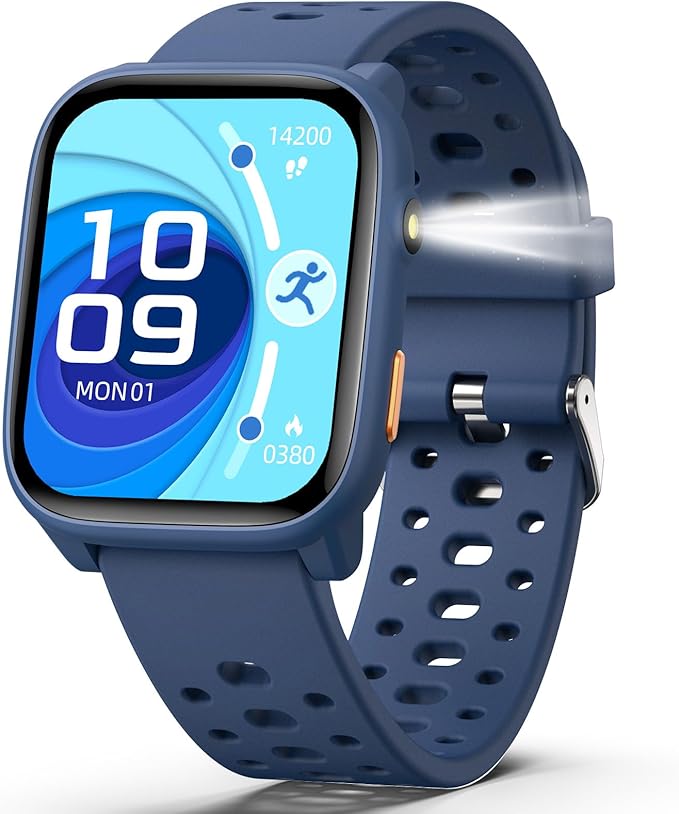 Smart Watch for Kids with 12 Puzzle Games, 1.83" Fitness Tracker Watch Heart Rate Sleep Monitor, Pedometer, Alarm Clock, Flashlight, Gift for 6-12 Year Old Boys Girls