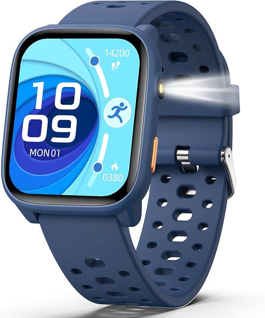 Smart Watch for Kids with 12 Puzzle Games, 1.83" Fitness Tracker Watch Heart Rate Sleep Monitor, Pedometer, Alarm Clock, Flashlight, Gift for 6-12 Year Old Boys Girls