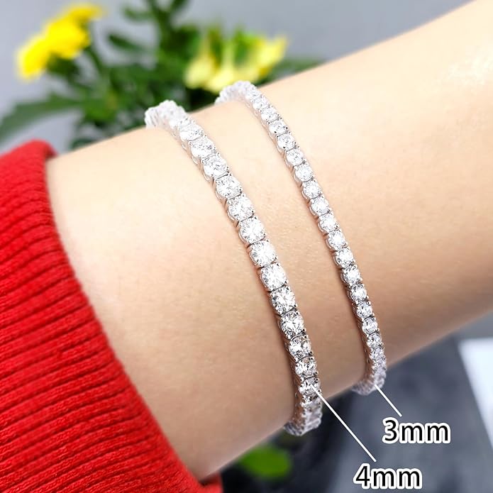 Moissanite Tennis Bracelet For Women S925 Silver Jewelry, Luxury Silver Bracelets,Valentines Day Gifts For Couples Sister Girlfriend Wife Gifts6.5'-7.5'' Length