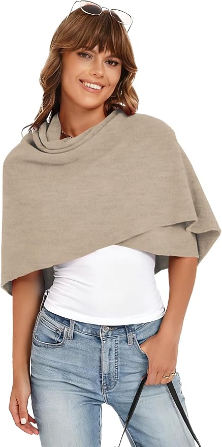 iWoo Women Soft Shawl Wraps kintted Open Front Poncho Sweater for Spring Fall Winter