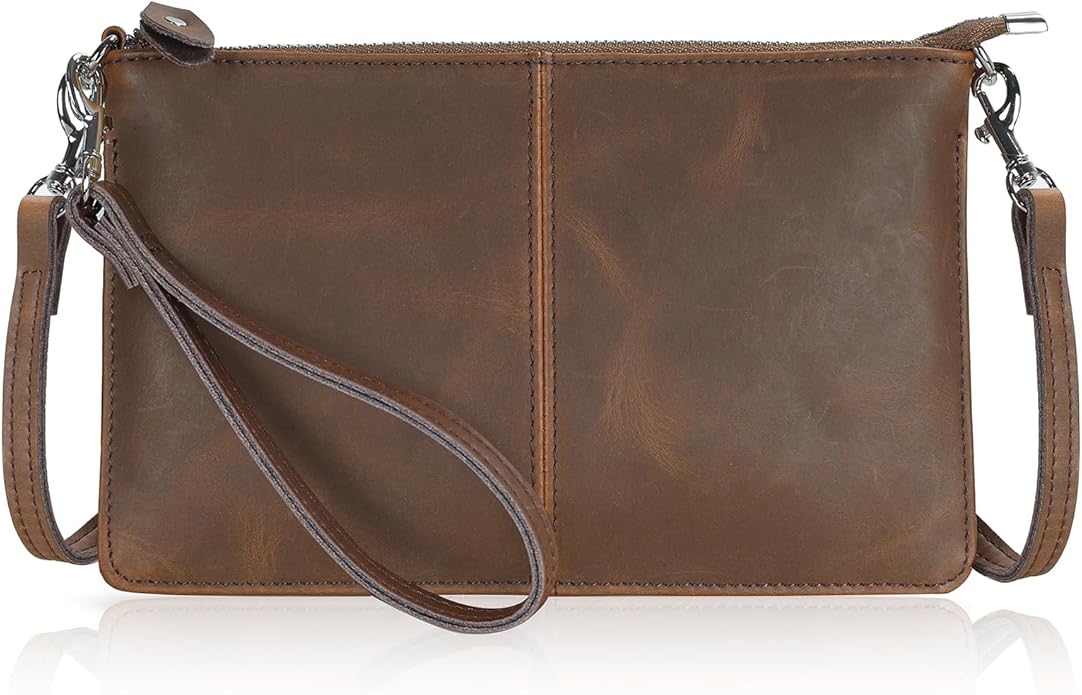befen Genuine Leather Wristlet Clutch Wallet Purses Small Crossbody Bags for Women with RFID Blocking Card Slots